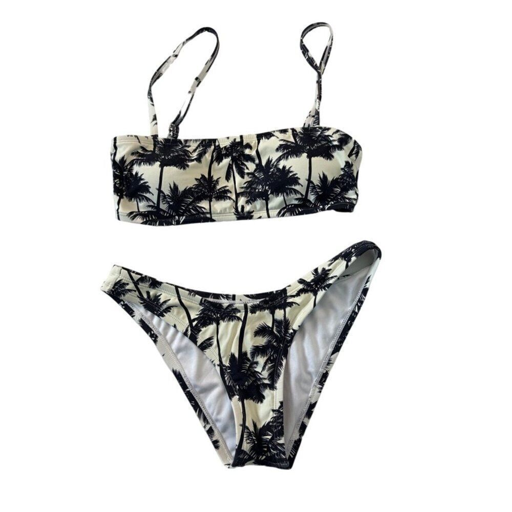 Stylish Womens Palm Tree Print Bikini Set - Size S